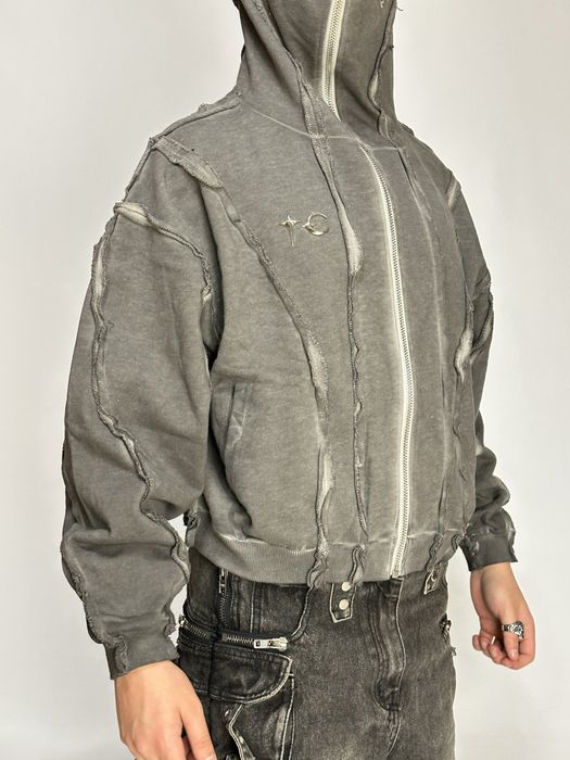 Thug club zip hoodie opium archive custom distressed washed