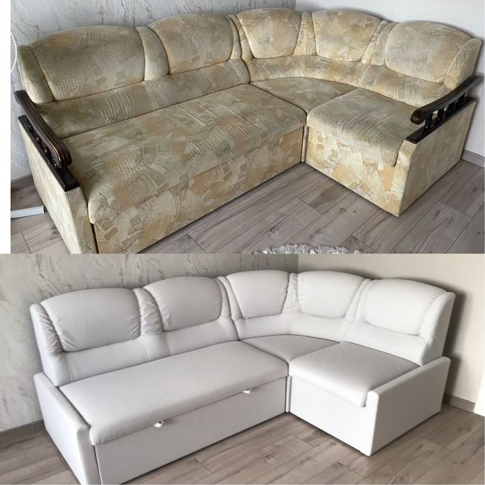 Перетяжка м'яких меблів: ліжок,диванів,кухонних куточків, крісел тощо