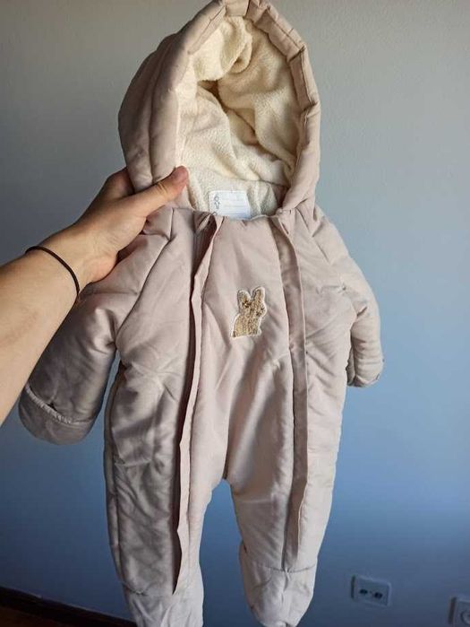 Macacão urso, abertura dupla total, para bebé 0-3 meses