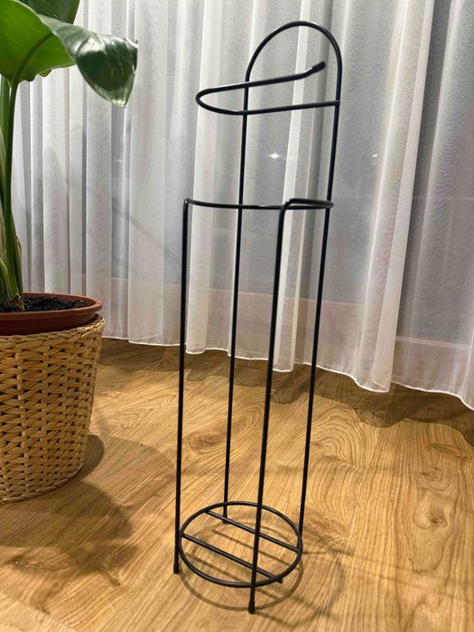 Czarny, metalowy, stojak na papier toaletowy + szczotkę WC