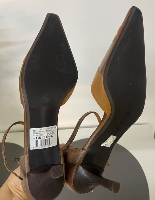Brązowe buty na obcasie czółenka 40 nowe