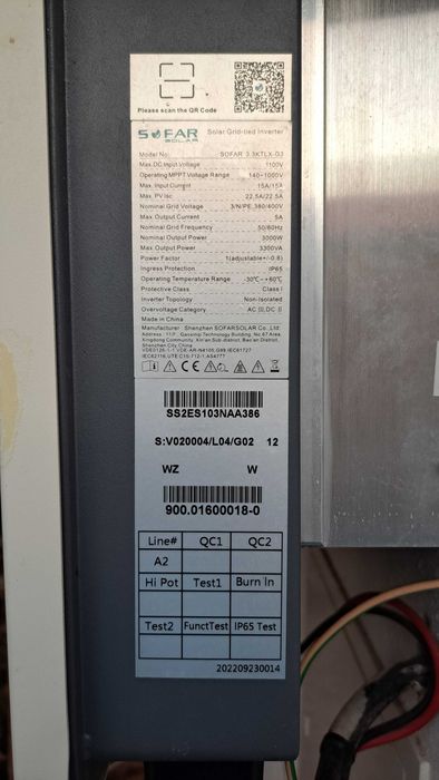 Inversor trifásico alto desempenho dSOFAR 3.3KTLX-G3
