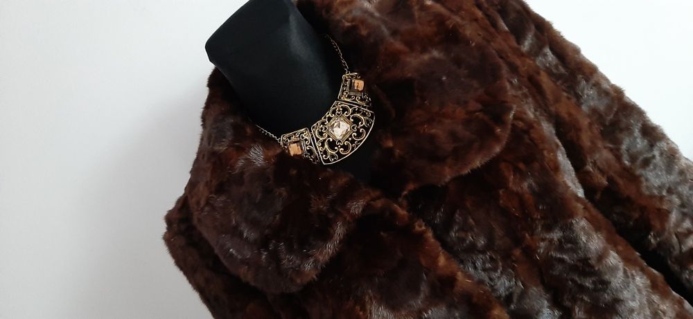 Naturalne futro z norek brązowych rozm 48