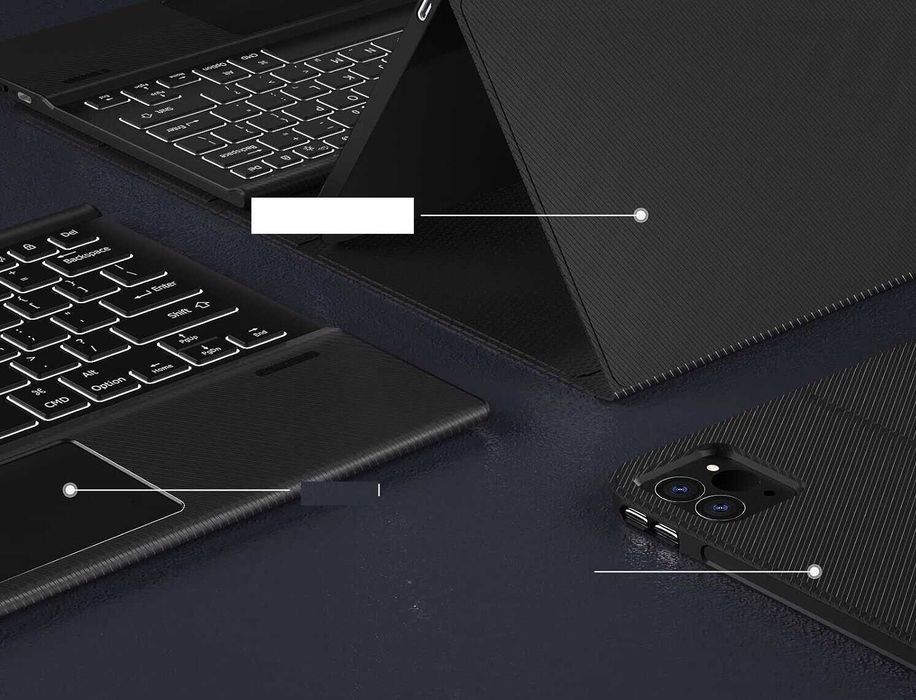 Doohoeek etui klawiatura LED RGB touchpad do iPad Pro 12.9" 6/5/4/3