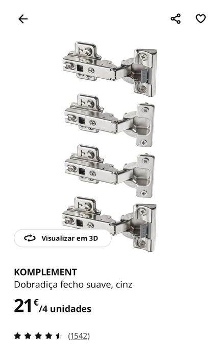 Dobradiças Komplement para PAX