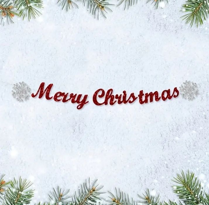 Świąteczny napis girlanda dekoracja Merry Christmas czerwony srebrny