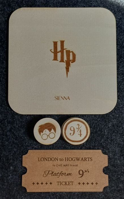 Tic-tac-toe e bilhete Platform 9¾ HP Sienna Artesanal