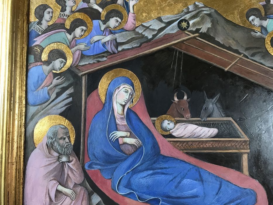 Wierna kopia obrazu Ducio di Buonasegna - Narodziny. XIV w. Deska