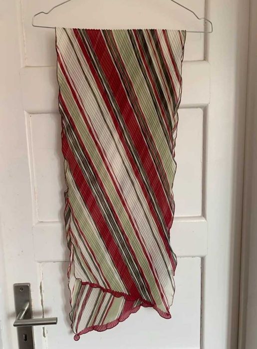 Lenço Viyella bordeaux, branco, verde 142 x 30 cm