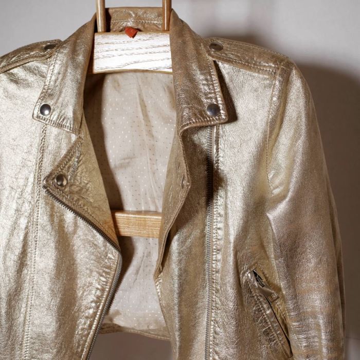 Шкіряна косуха Just Cavalli Imperial leather jacket Gold ХS Made Italy