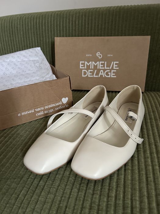 Балетки emmelie delage білі мері джейн шкіряні
