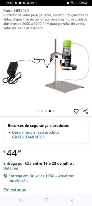 Cortador de Garrafas de Vidro Elétrico Regulável - P/ Artesanato (Novo)