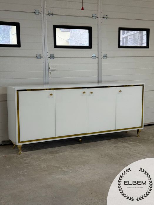 Komoda biała ze szkła w stylu Glamour