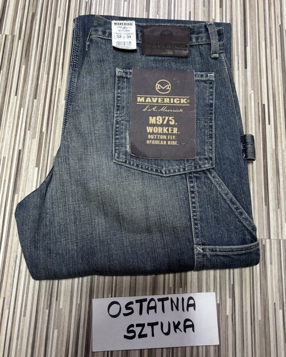 Spodnie męskie 32/34 pas 84 cm Maverick worker granatowe nowe
