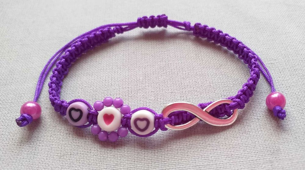 Pulseira em Macramê Amores Infinitos Roxo