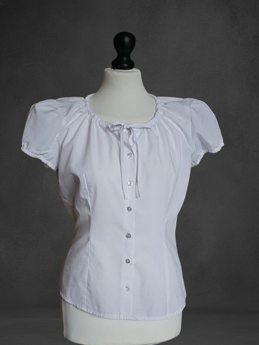 Biała bluzka koszula wiązana lolita cottage coquette y2k dirndl bella