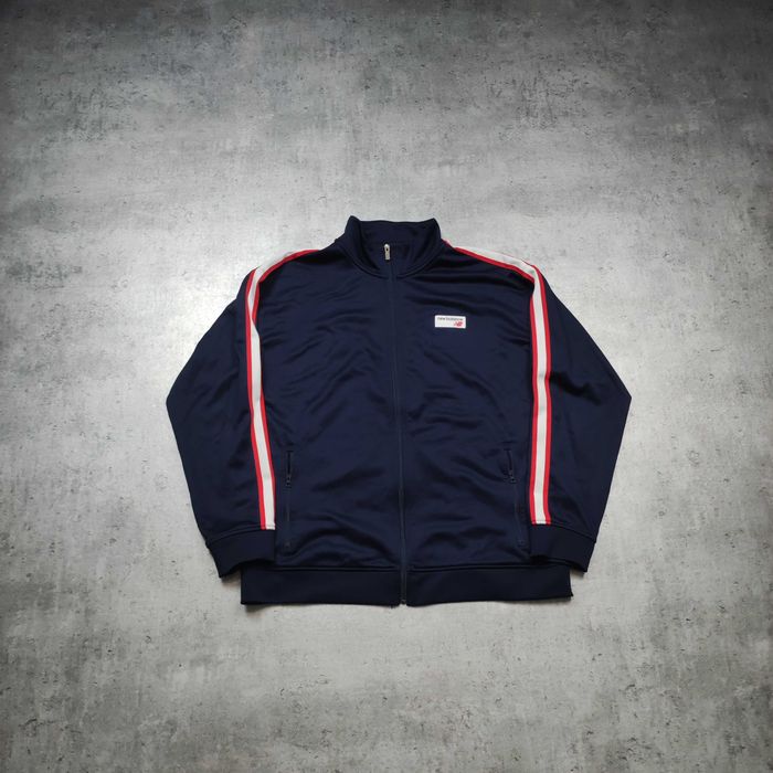 MĘSKA Bluza Rozpinana PREMIUM Suwak New Balance Granatowa Lampas Logo