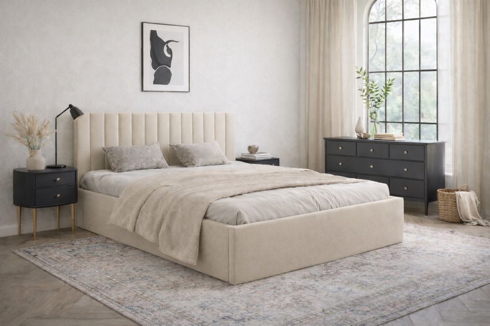 Łóżko tapicerowane FARRO z pojemnikiem i stelażem 120/140/160/180x200