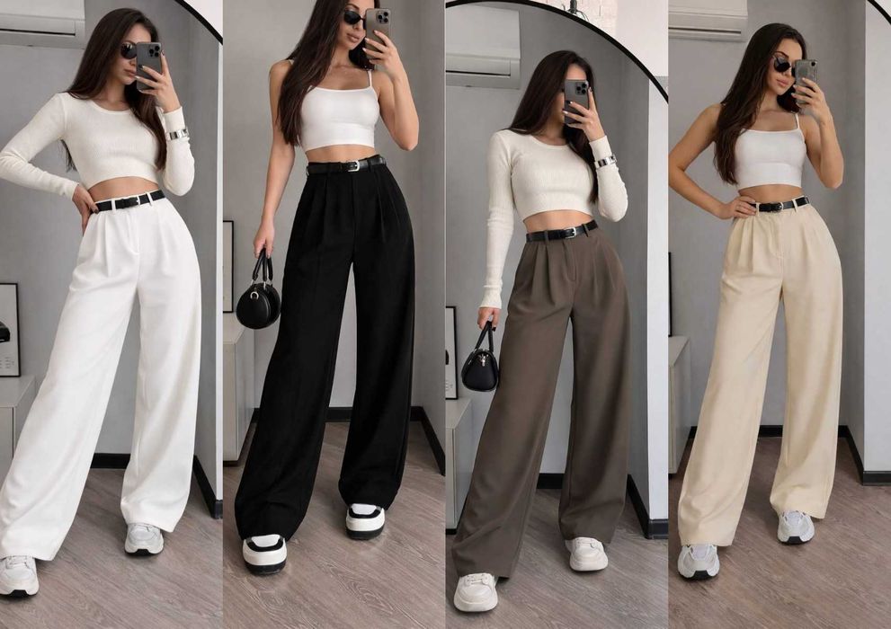 Жіночі класичні брюки палаццо прямі штани костюмні