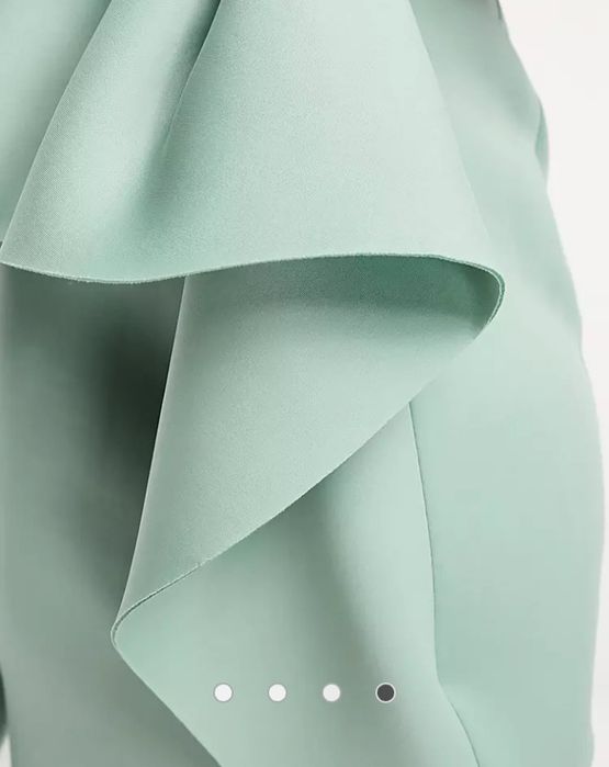 ASOS XS-S turkusowa spódnica midi z obszerną falbanką