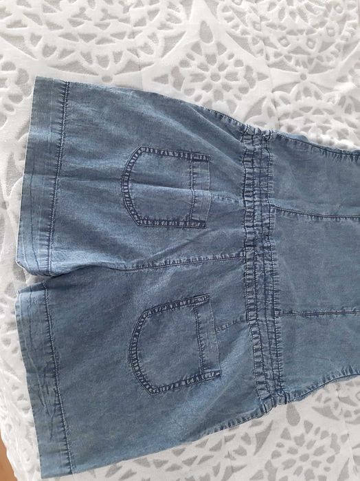 Macacão de ganga de alças e calção