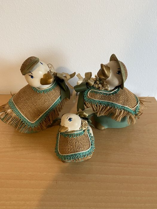 Conjunto de 3 patinhos em porcelana