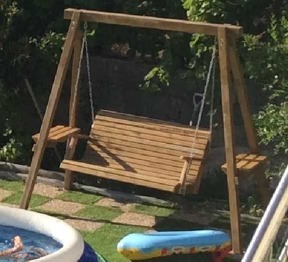 Baloiço jardim com banco - moderno, madeira maciça tratada,