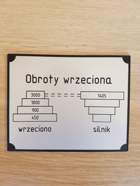 Wiertarka WS-15 Tabliczka Tabliczki Obroty wrzeciona