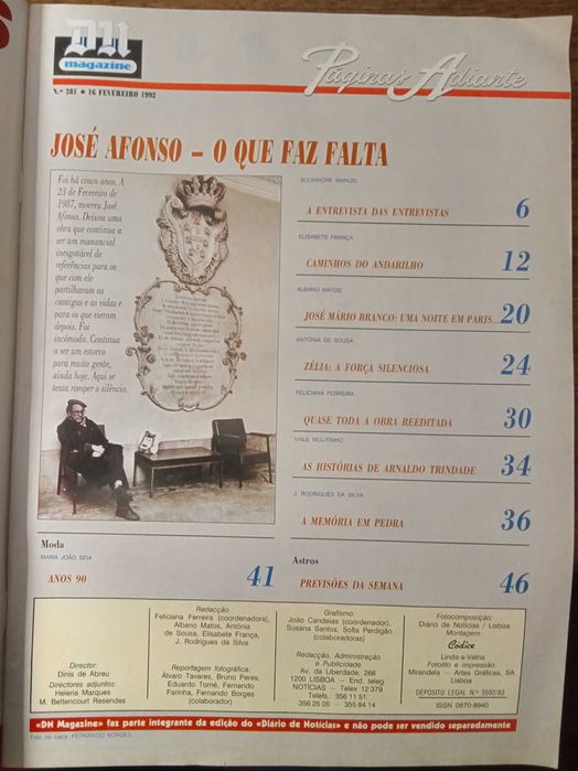 José Afonso	- - -		DN Magazine	- - - - -	Revista