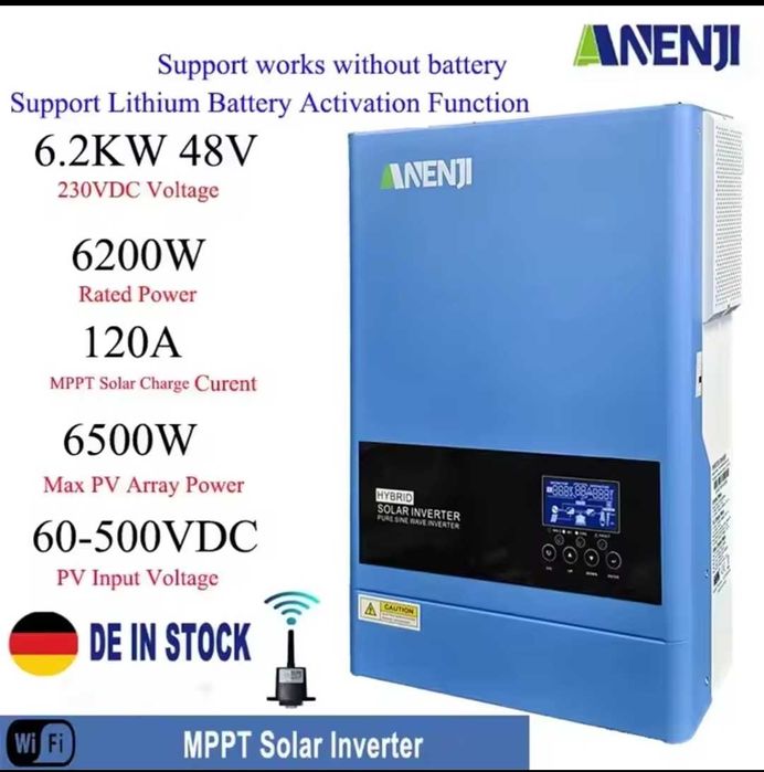 Гібридний сонячниЙ інвертор Anenji ANJ-6.2кW-48V-WIFI