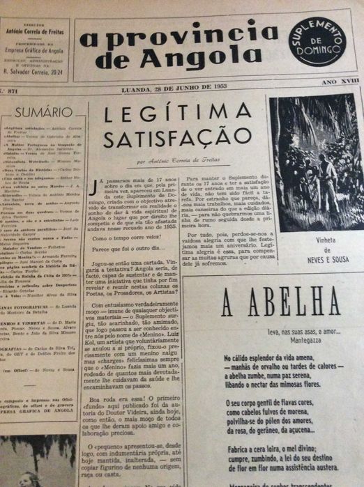 Revista A Província de Angola. Número comemorat. do suplem. de Domingo