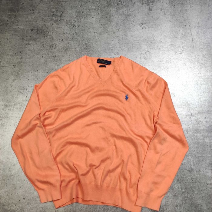 MĘSKI PREMIUM Elegancki Sweter Brzoskwinia Bawełna Polo Ralph Lauren