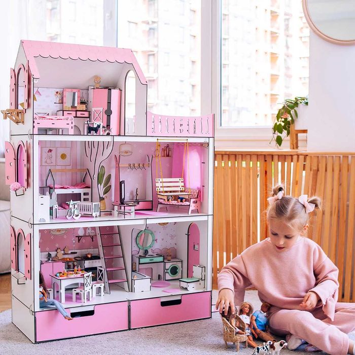 Великий ляльковий будинок ЛЮКС Барбі +ВІТАЛЬНЯ кукольный домик Барби