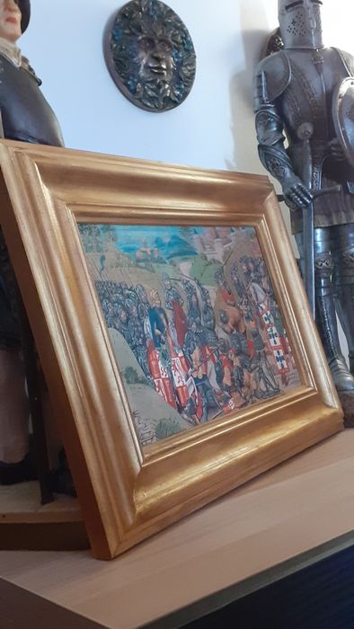 Quadro Medieval Batalha de Aljubarrota 46 cm x 27 cm