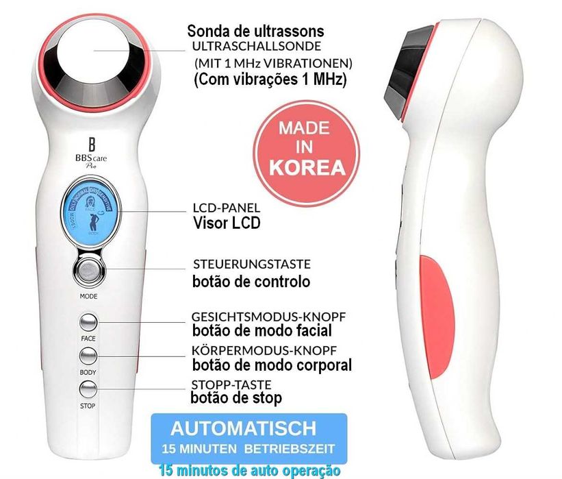 Aparelho facial e corporal ultrassónico BBS Care Pro