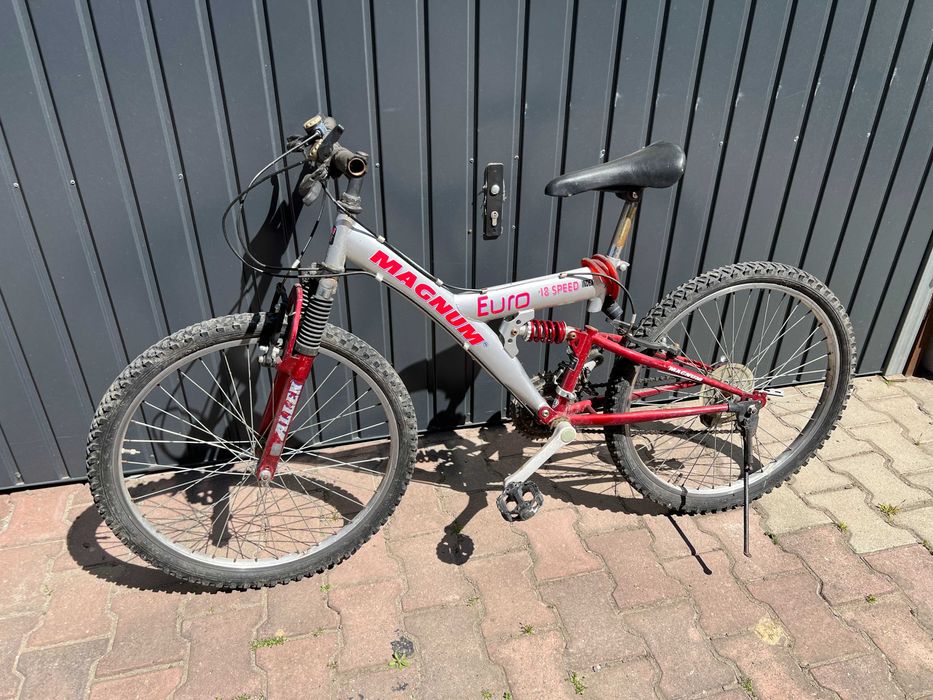 rower górski 24" przerzutki amortyzatory tył przód stopka