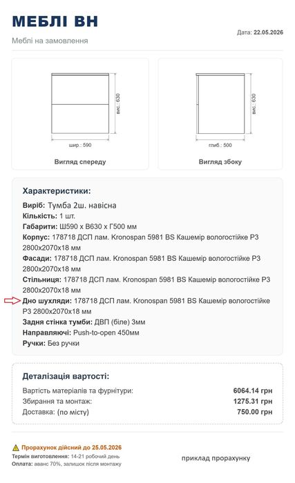 Навісні тумби - на замовлення