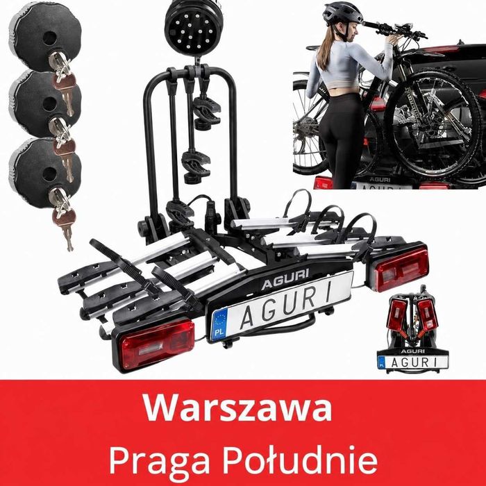 Bagażnik uchwyt rowerowy platforma na hak Aguri KRAB 3 rowery
