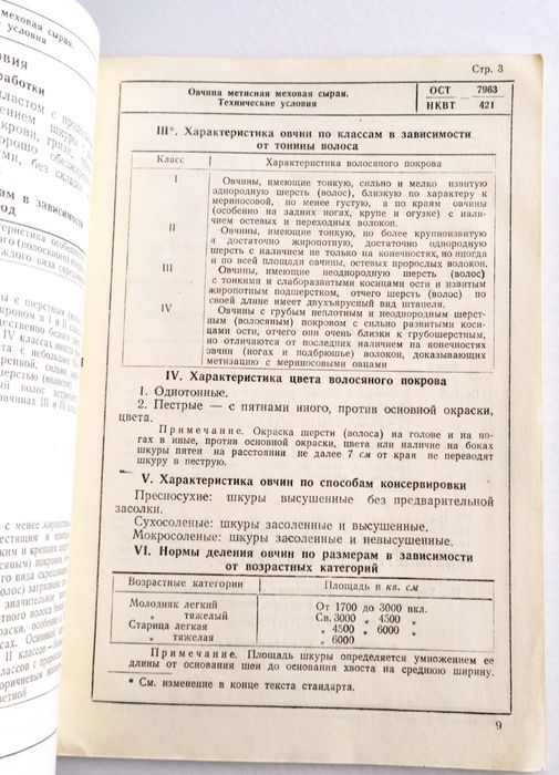 1951 г. ОВЧИНА Конский Волос Щетина стандарты справочное руководство