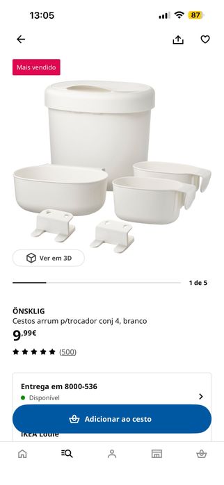 Trocador com cestos e banheira
