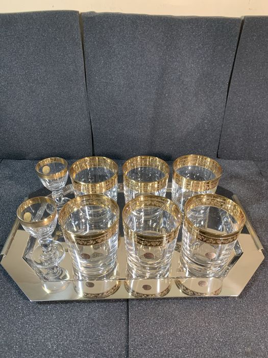 Serviço de Whisky e Licor em Cristal de Chumbo 24% e Ouro (CONJUNTO IMACULADO)