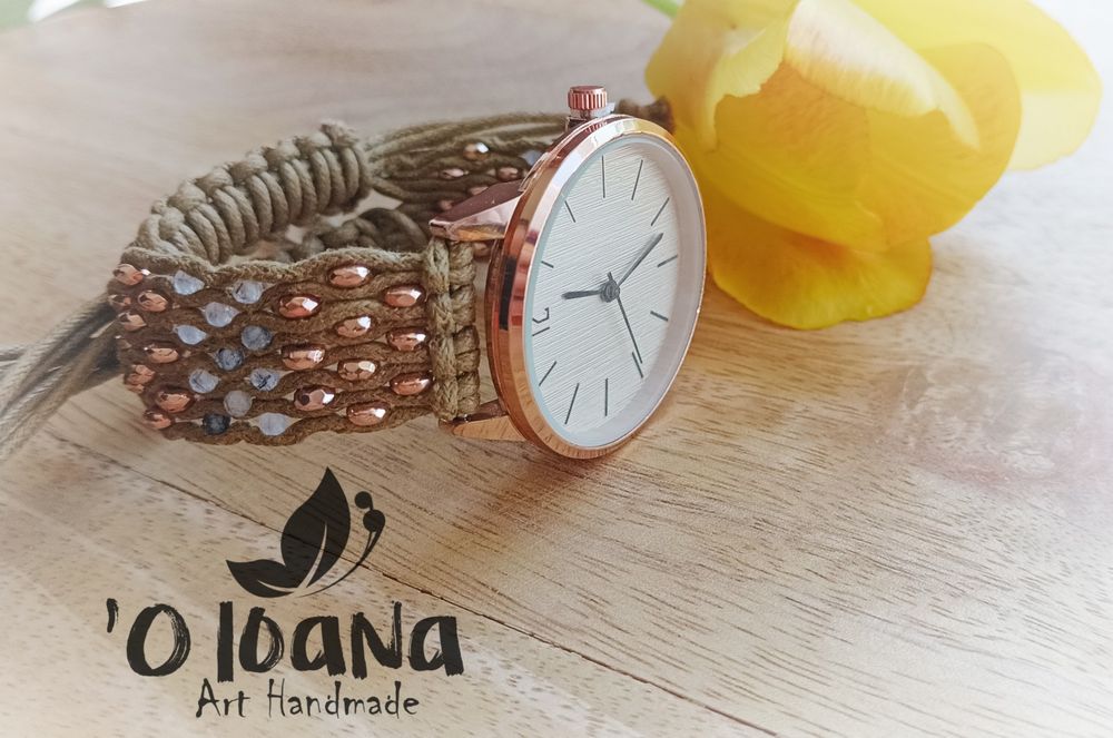 Zegarek handmade kryształ górski hematyt