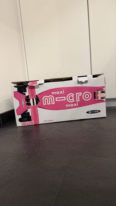 Trotinete com caixa Micro, rosa,  menina, modelo maxi, com caixa, sem luzes