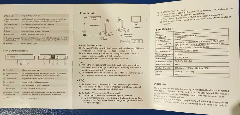 Бездротовий подовжувач HDMI Lenkeng LKV388, до 50 м