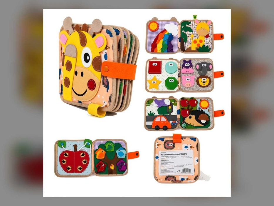 Książeczka sensoryczna manipulacyjna Montessori 12 stron