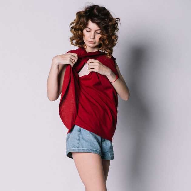 Футболка Love & Carry для вагітних та кормящих на запах S Бордо