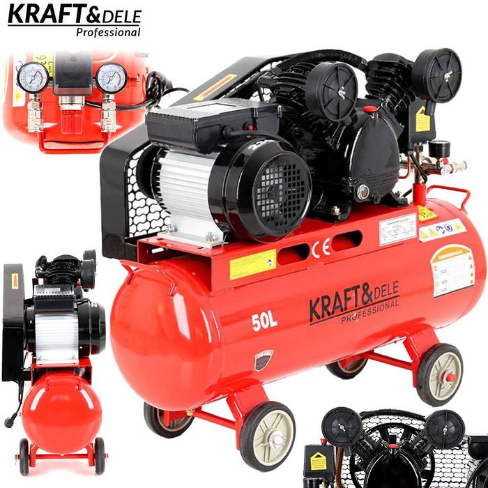 KRAFT&DELE Kompresor Olejowy Sprężarka 50l 2tłoki 2,8kw 3,9km KD403