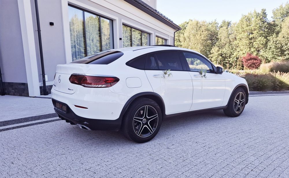 Auto do ślubu biały samochód na wesele MERCEDES GLC COUPE AMG