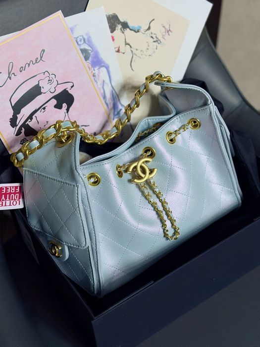 Блакитна / голубая сумка CHANEL 25 mini