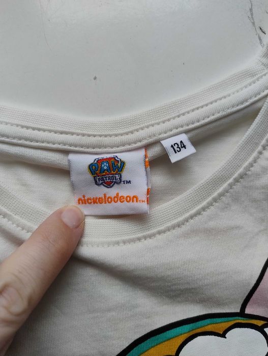 Biała bluzka dziewczęca psi patrol, rozmiar 134 nowa bawełna